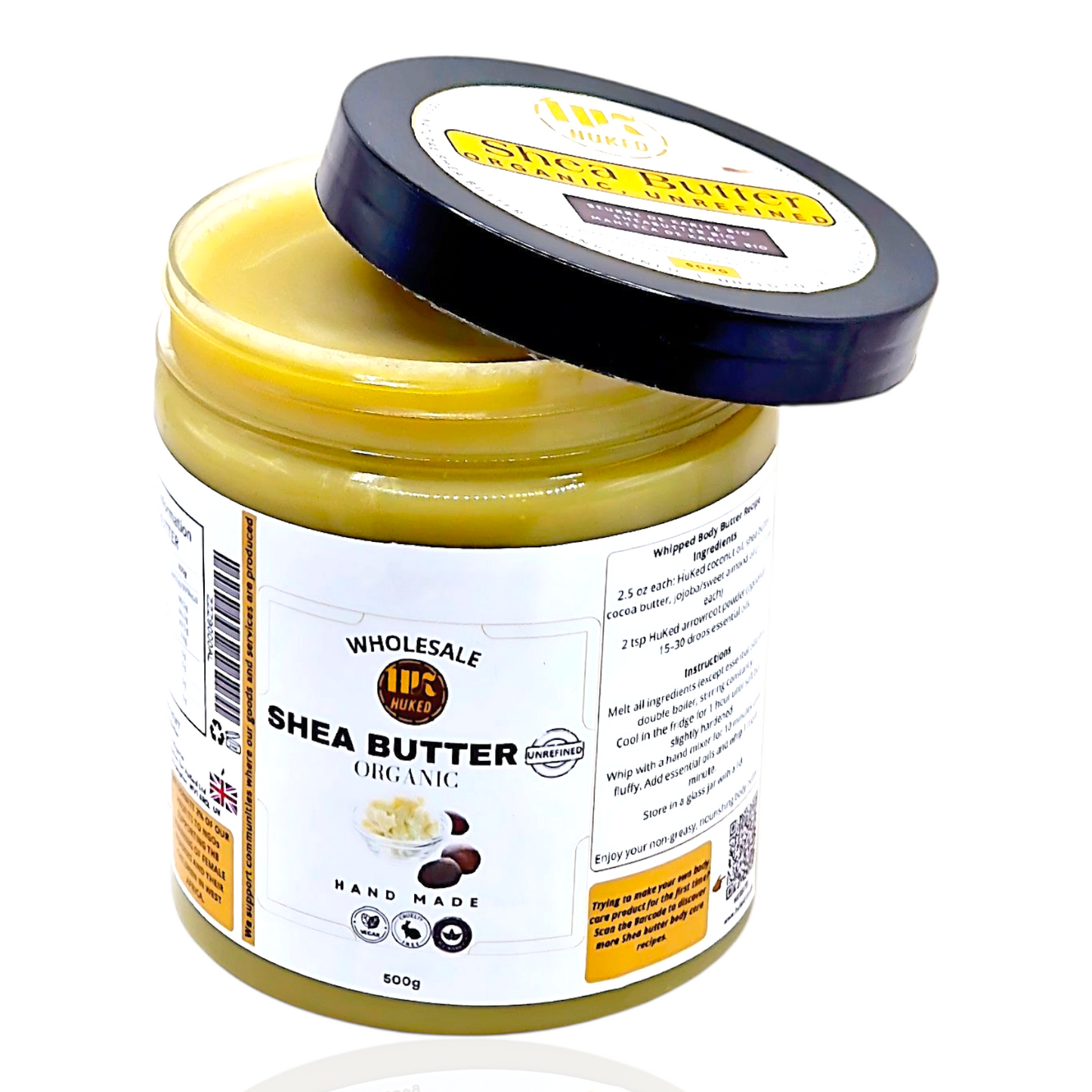 100% Pure Organic Shea Butter – Vegan, Plastic-Free & Nourishing Skin Care - 500g - UK