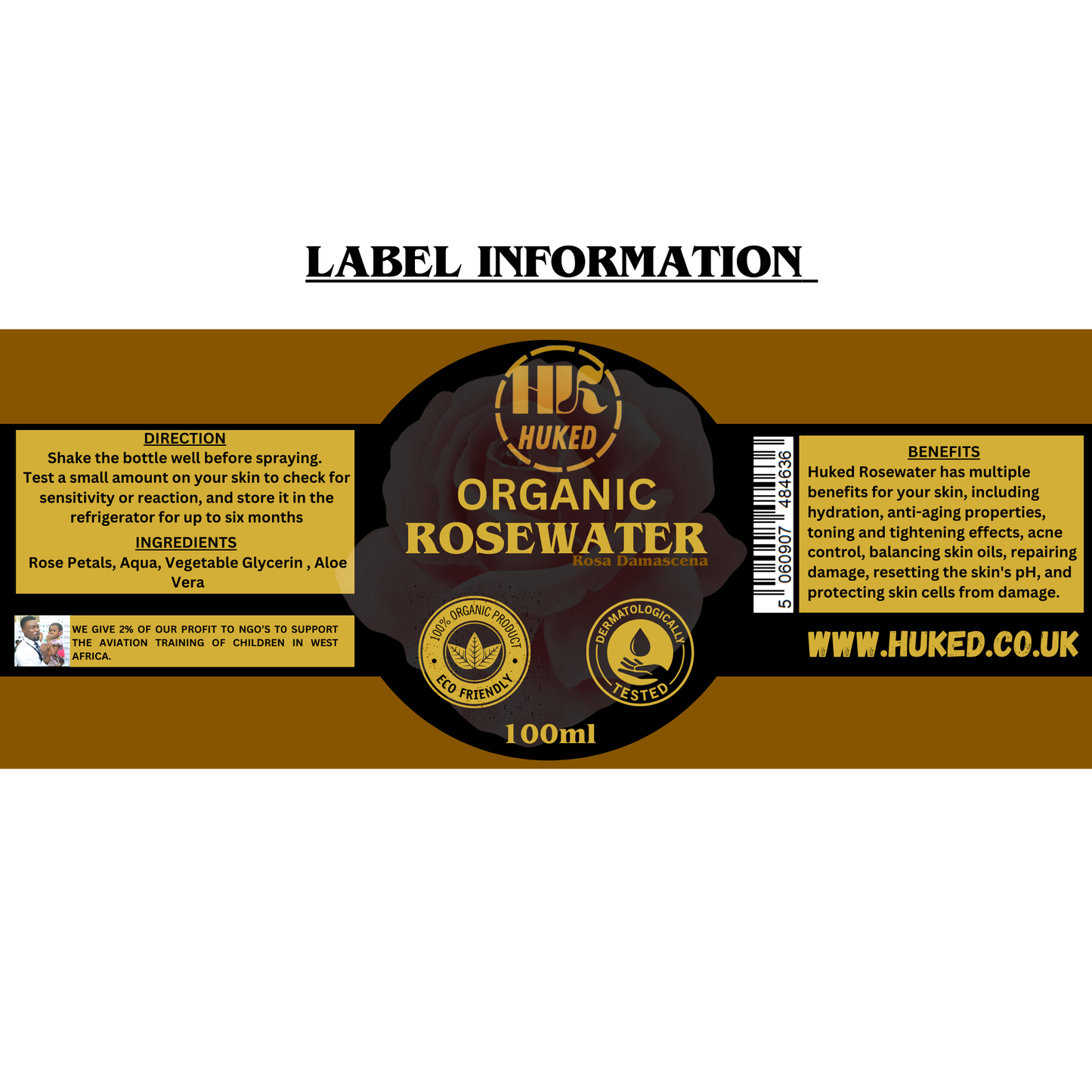 Rosewater Spray with Glycerine & Aloe Vera - 100ml