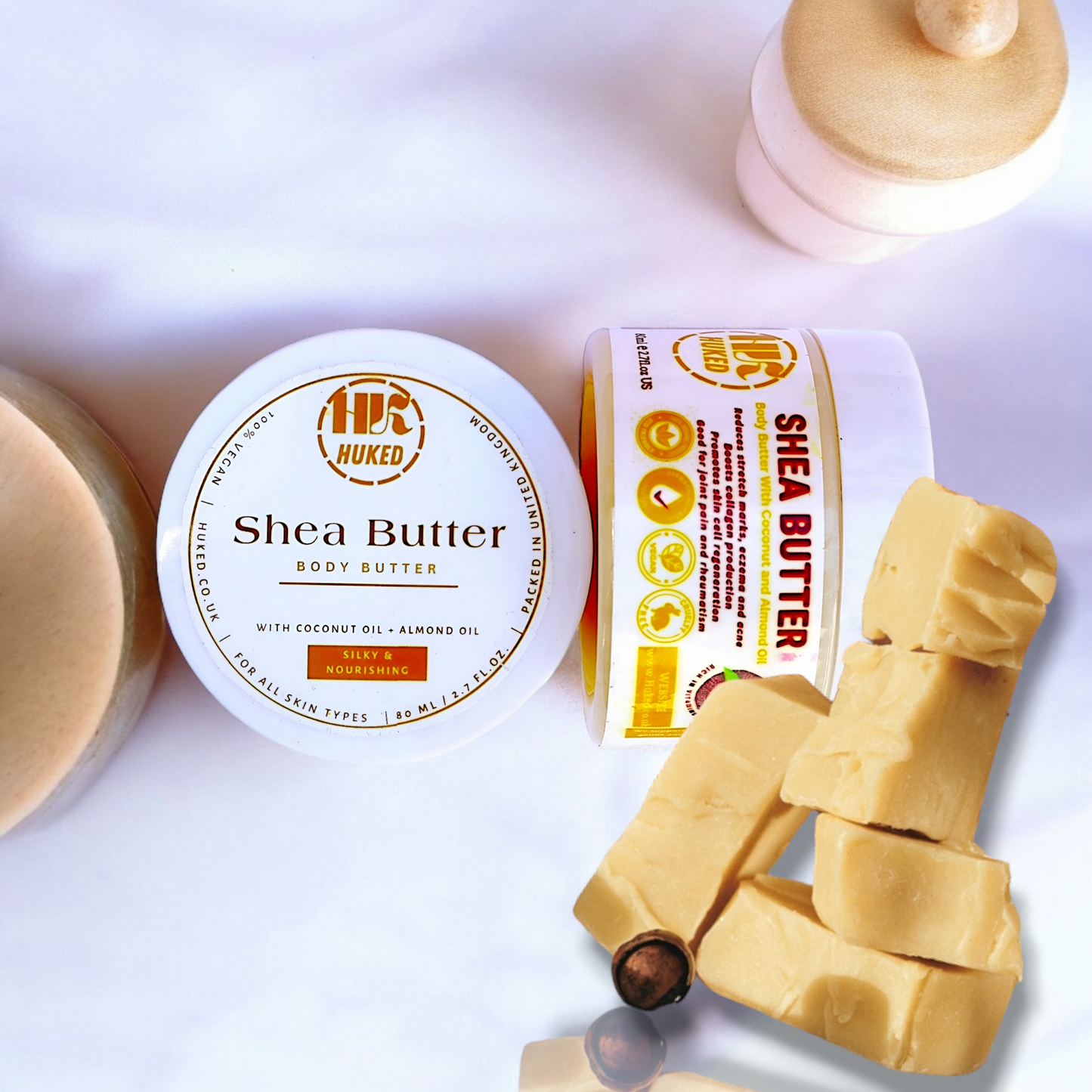 Huked Body Butter – Luxurious Hydration with Shea Butter, Cocoa Butter, Coconut Oil, Almond Oil, and Tea Tree Oil | Deep Moisturizing & Skin Repair - 100ml