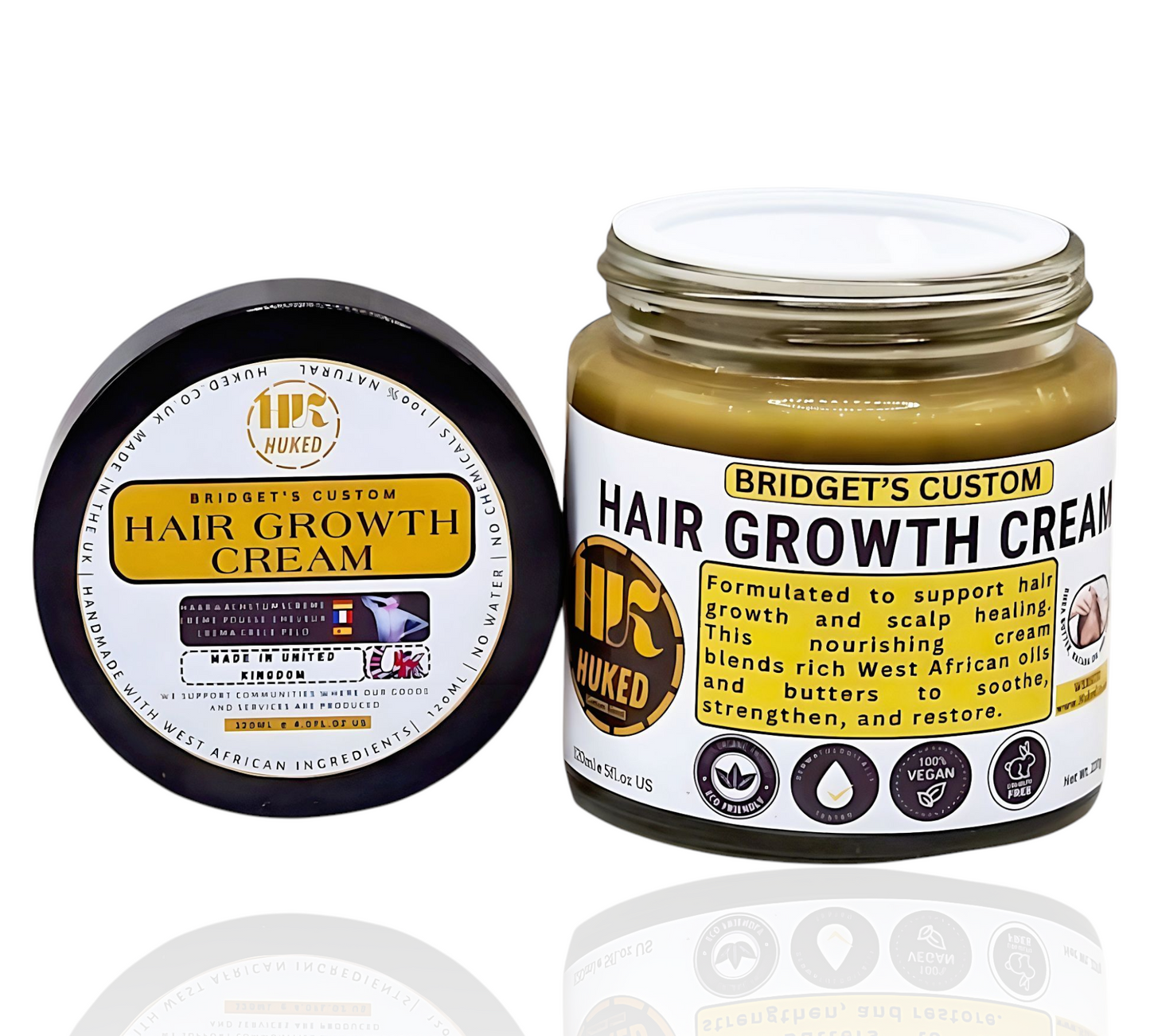Huked Hair Growth Cream – Nourishing Butter Blend for Thicker, Healthier Hair | Shea, Batana, Fenugreek & Rosemary | Handmade in the UK