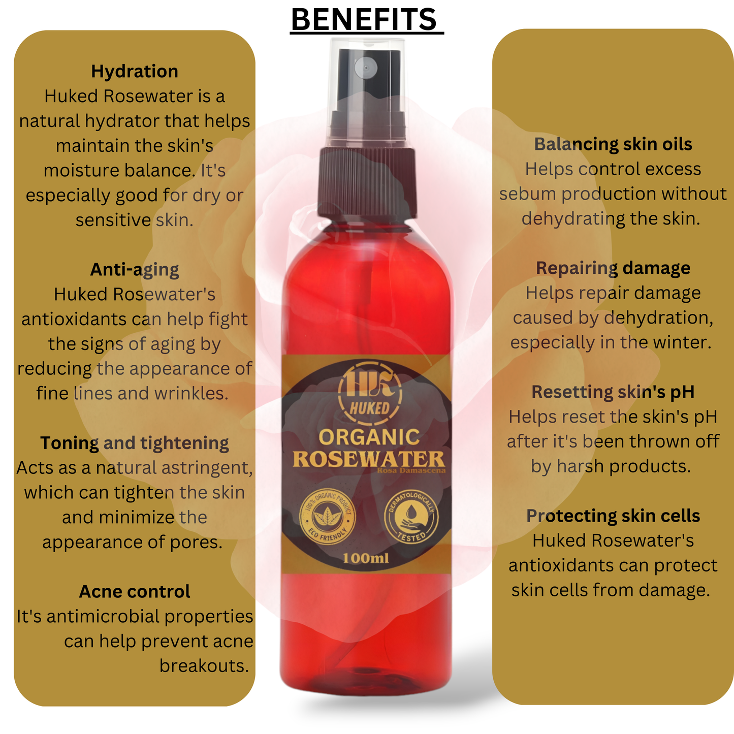 Rosewater Spray with Glycerine & Aloe Vera - 100ml