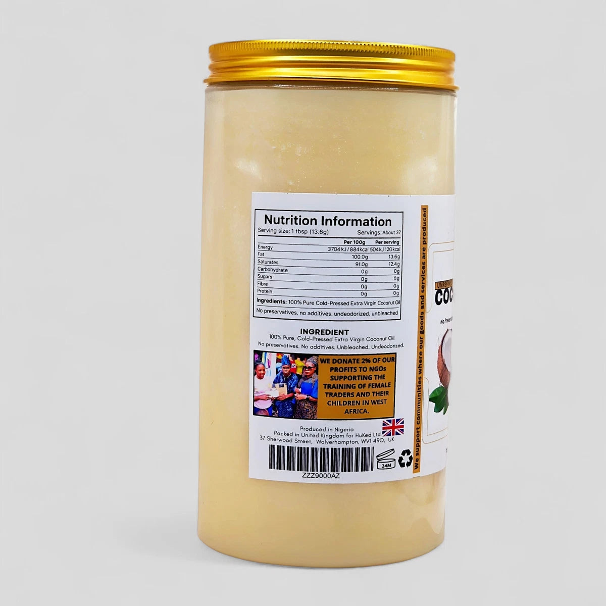 Organic Virgin Coconut Oil 1000ml – Cold Pressed, Pure & Unrefined, Ethically Sourced – Raw Coconut Oil for Cooking, Skin & Hair