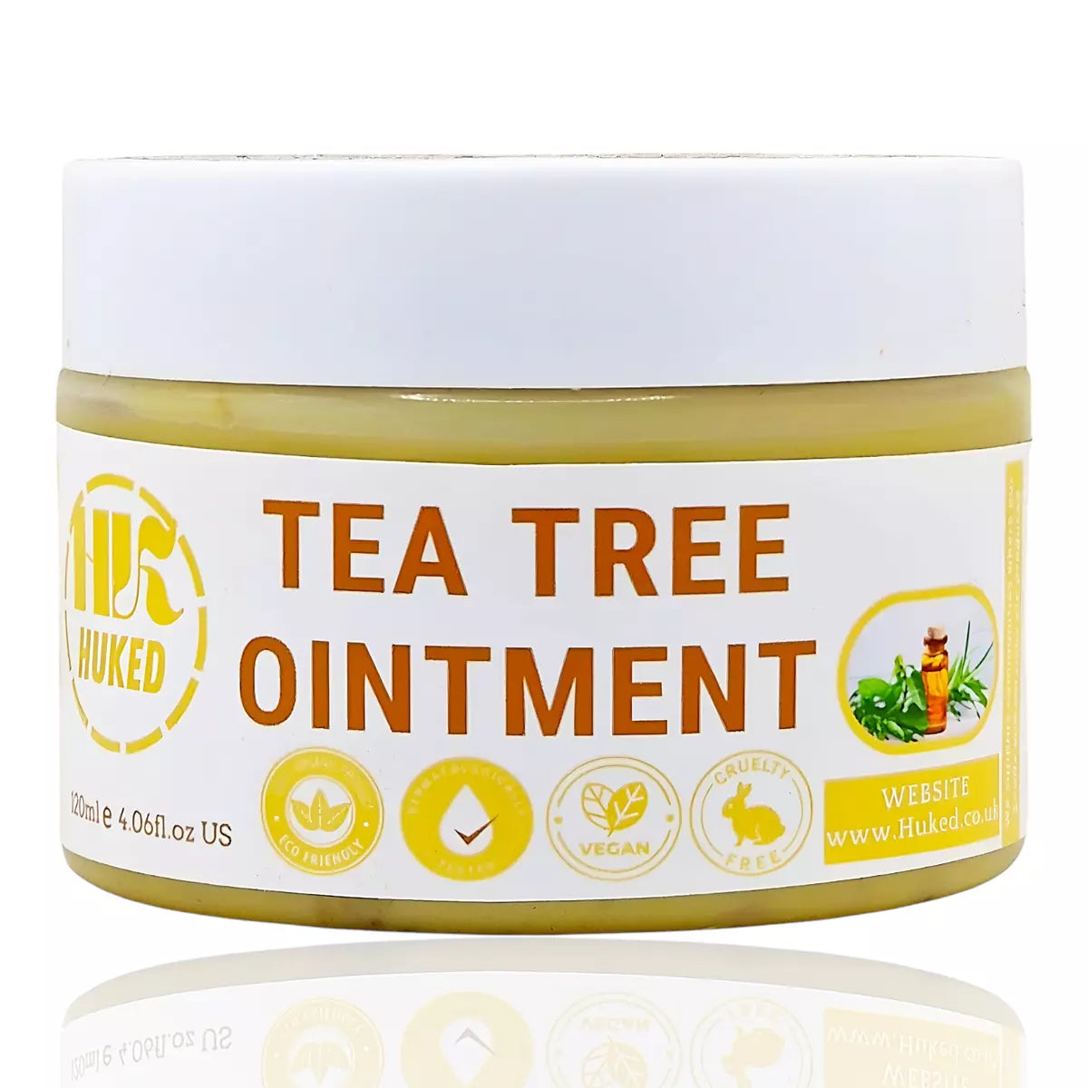 Huked Tea Tree Ointment Cream – Natural Acne, Fungal & Wound Treatment – 120ml - Hydrating & Healing with Shea Butter, Coconut & Tea Tree Oil - 120ml