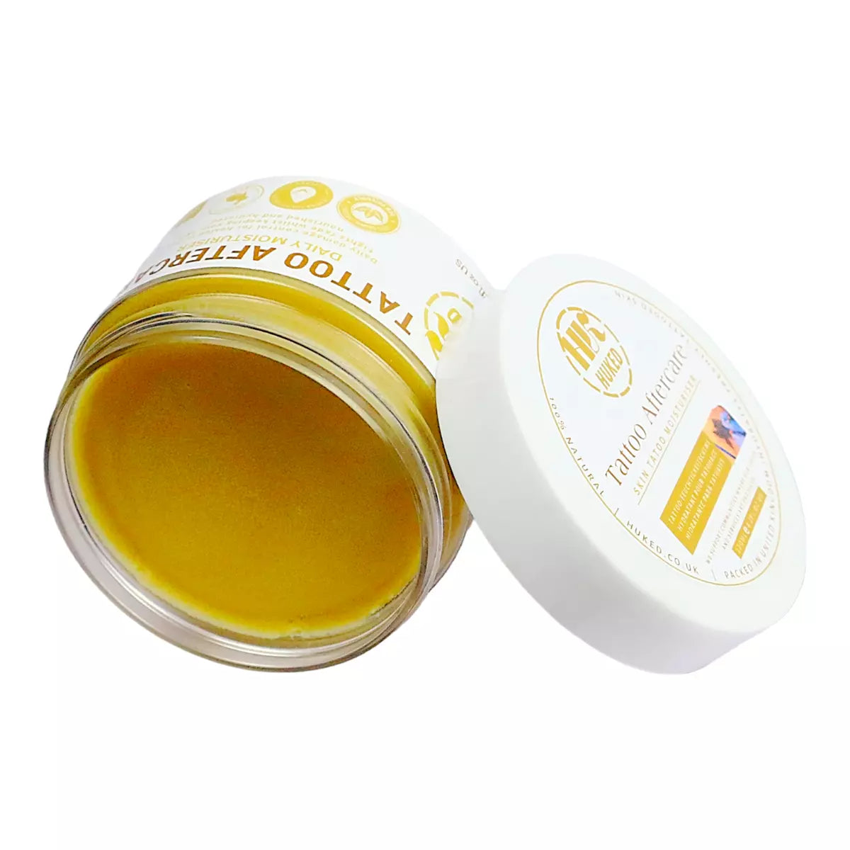 Huked Tattoo Moisturiser – 100% Organic & Extra Virgin Aftercare Cream for Tattoo Healing – Hydrating & Revitalizing for Vibrant Ink - 120g