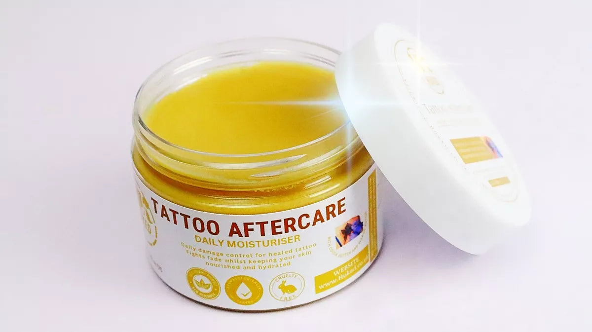 Huked Tattoo Moisturiser – 100% Organic & Extra Virgin Aftercare Cream for Tattoo Healing – Hydrating & Revitalizing for Vibrant Ink - 120g