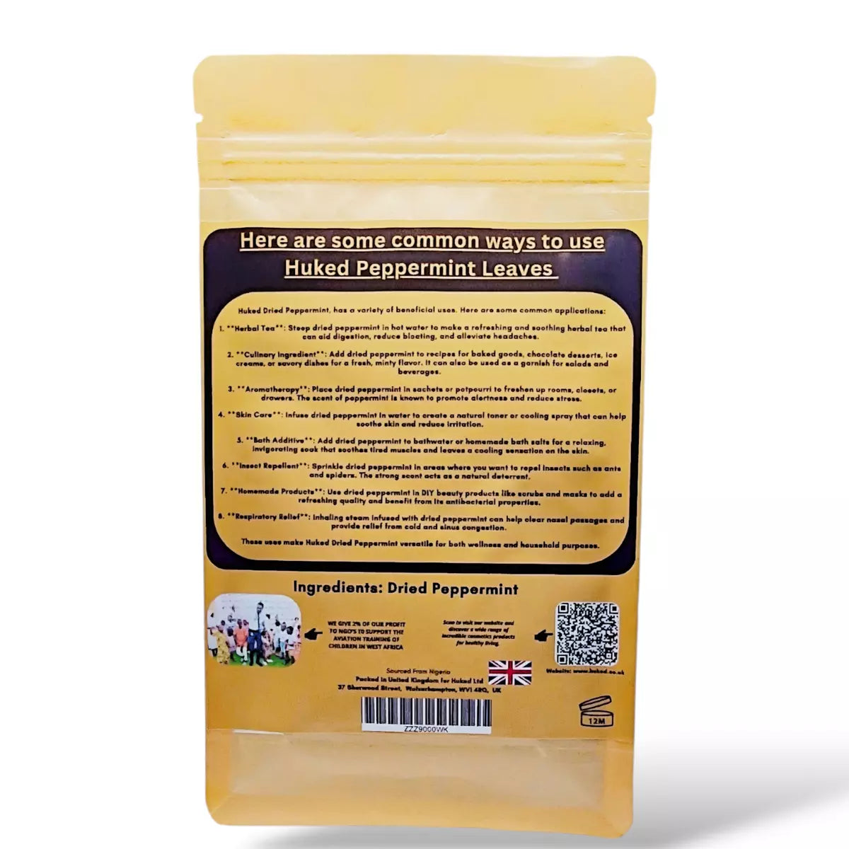 Huked Dried Peppermint - 100% Natural, Versatile Herb for Tea, Culinary, Aromatherapy & Skin Care, Supports Digestion & Wellness - UK