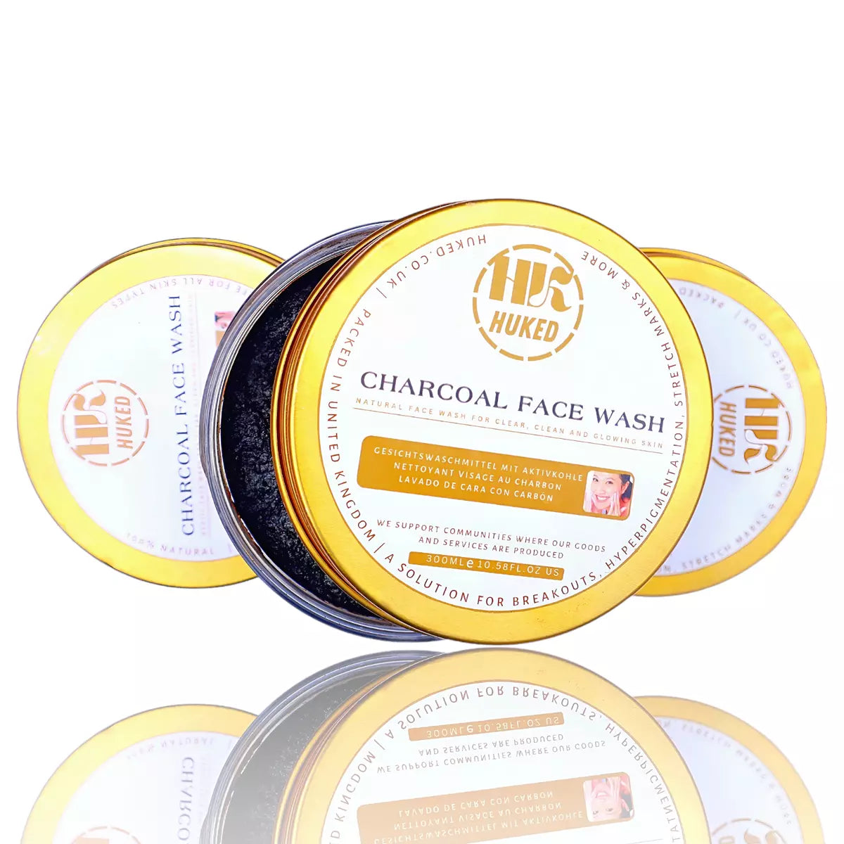Huked Charcoal Face Wash - Organic & Chemical-Free Deep Cleansing for Radiant Skin, Removes Impurities & Refreshes Pores - 150ml