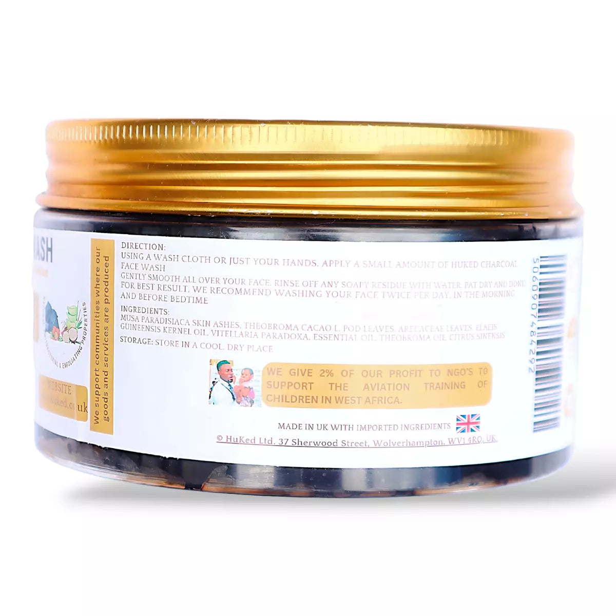 Huked Charcoal Face Wash - Organic & Chemical-Free Deep Cleansing for Radiant Skin, Removes Impurities & Refreshes Pores - 150ml
