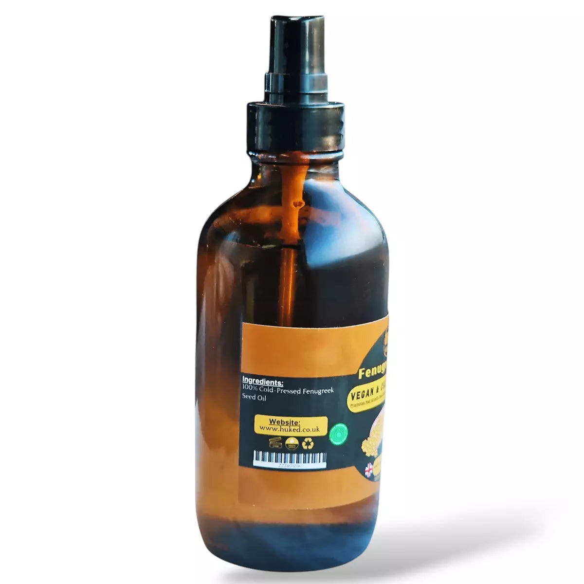 Huked Fenugreek Oil - 100% Natural Multi-Use Hair & Skin Elixir for Hair Growth, Hydration & Wellness, Spray & Dropper Application | 100ml