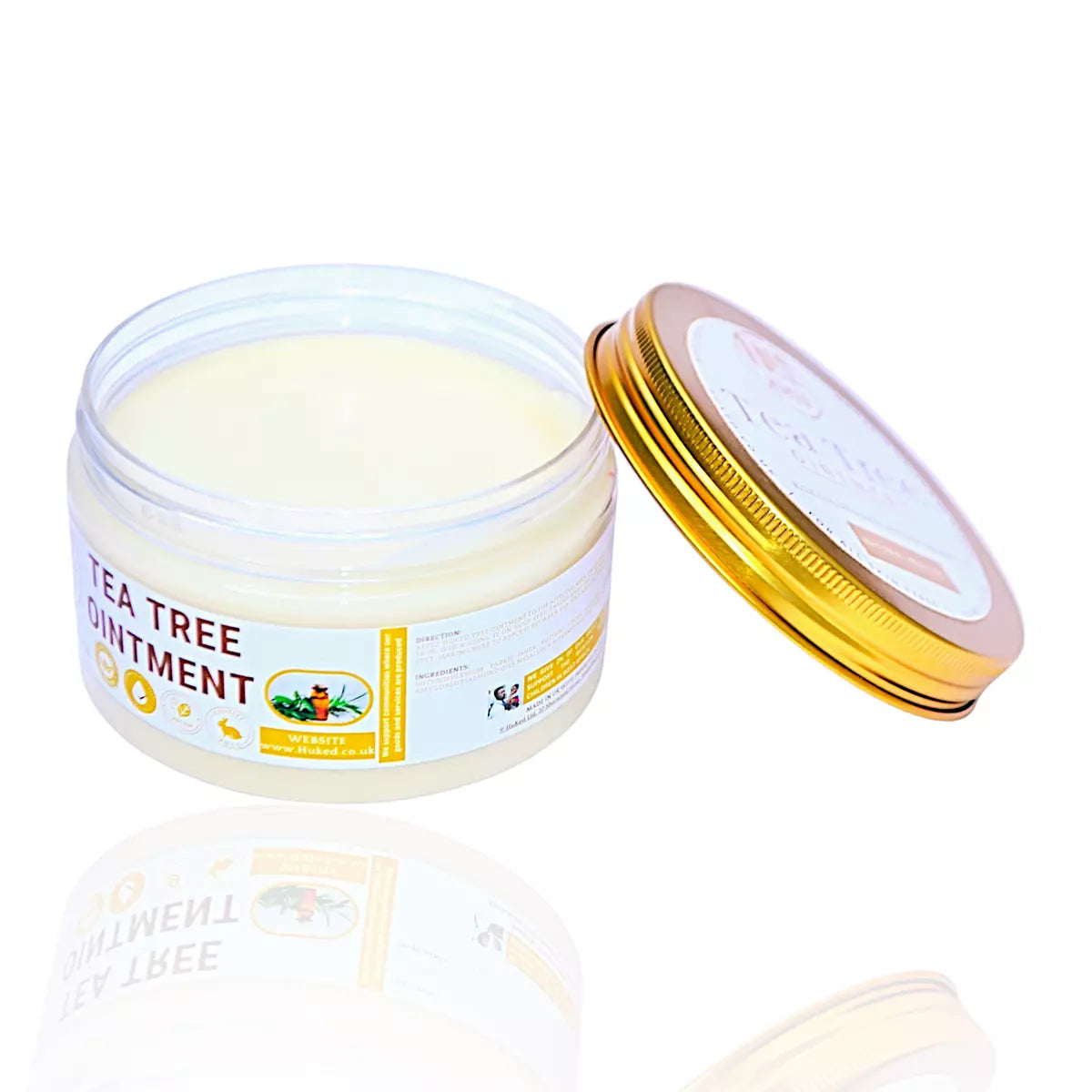 HuKed Tea Tree Balm - Antibacterial & Antifungal Skin Healing Ointment with Shea Butter & Coconut Oil for Acne, Cold Sores, Fungal Infections & More - UK - 150ml