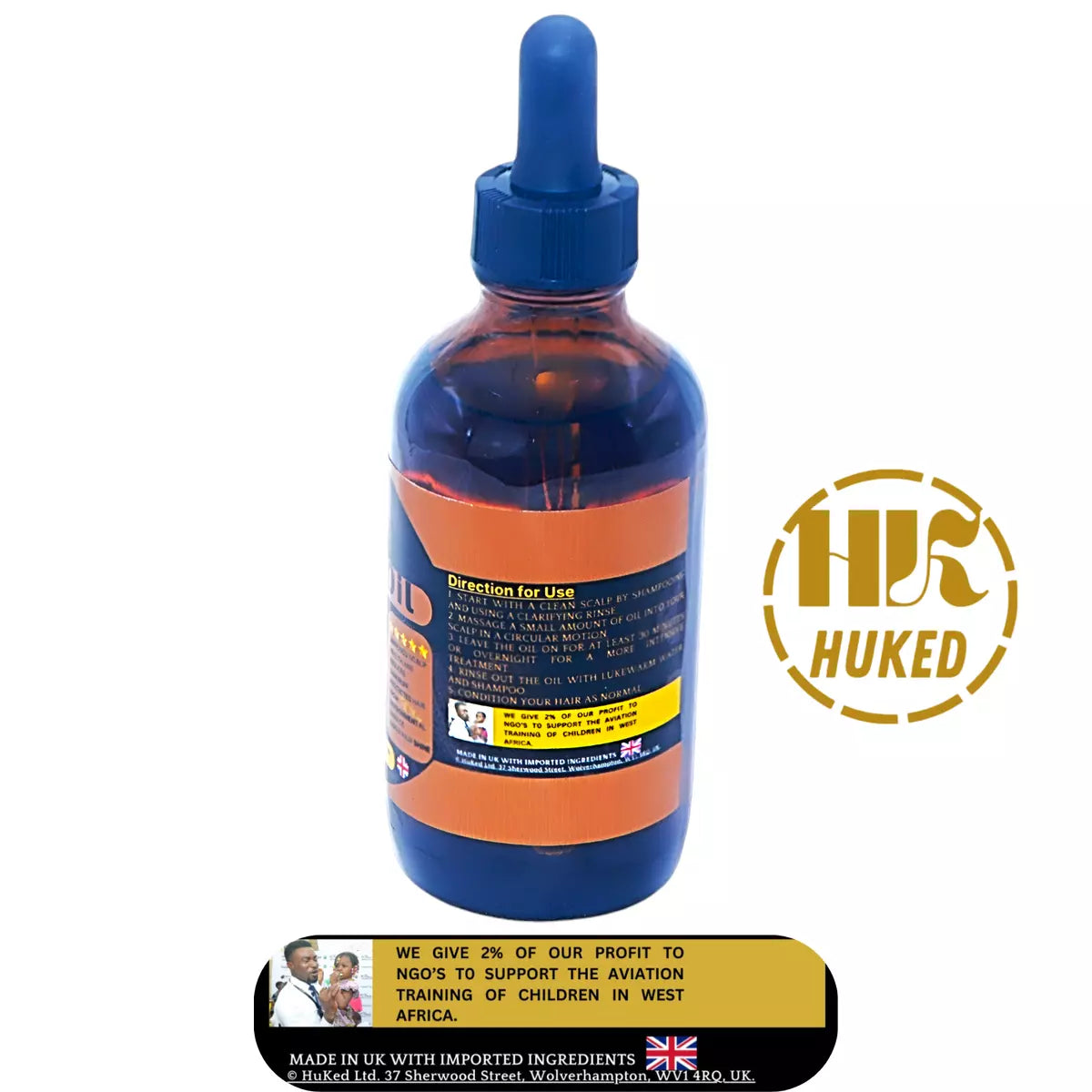 HuKed Hair Oil - Nourishing & Strengthening Hair Growth Oil with Coconut, Castor, Argan, Rosemary & Avocado Oils for Soft, Healthy Hair