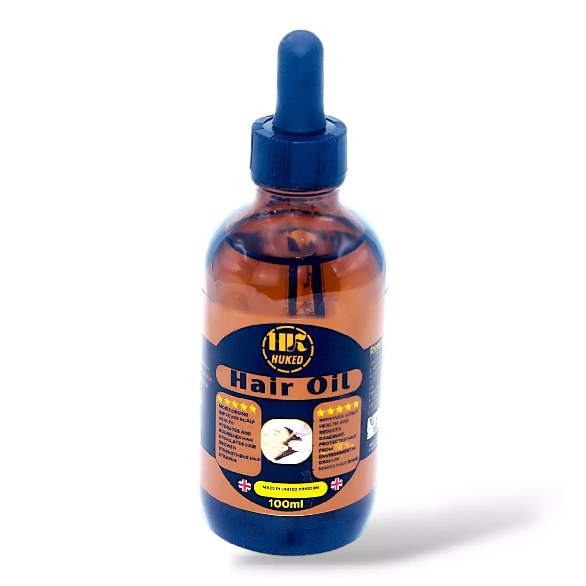 HuKed Hair Oil - Nourishing & Strengthening Hair Growth Oil with Coconut, Castor, Argan, Rosemary & Avocado Oils for Soft, Healthy Hair