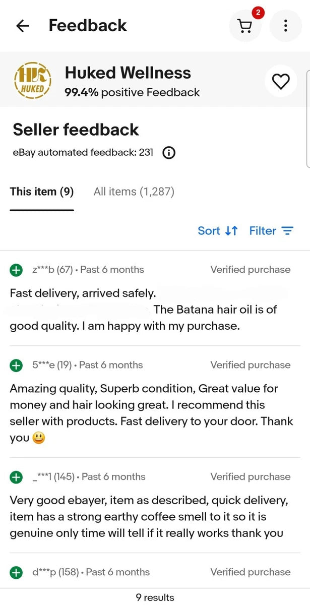Huked® Authentic Batana Oil – Restores Damaged Hair & Promotes Growth – 60ml UK