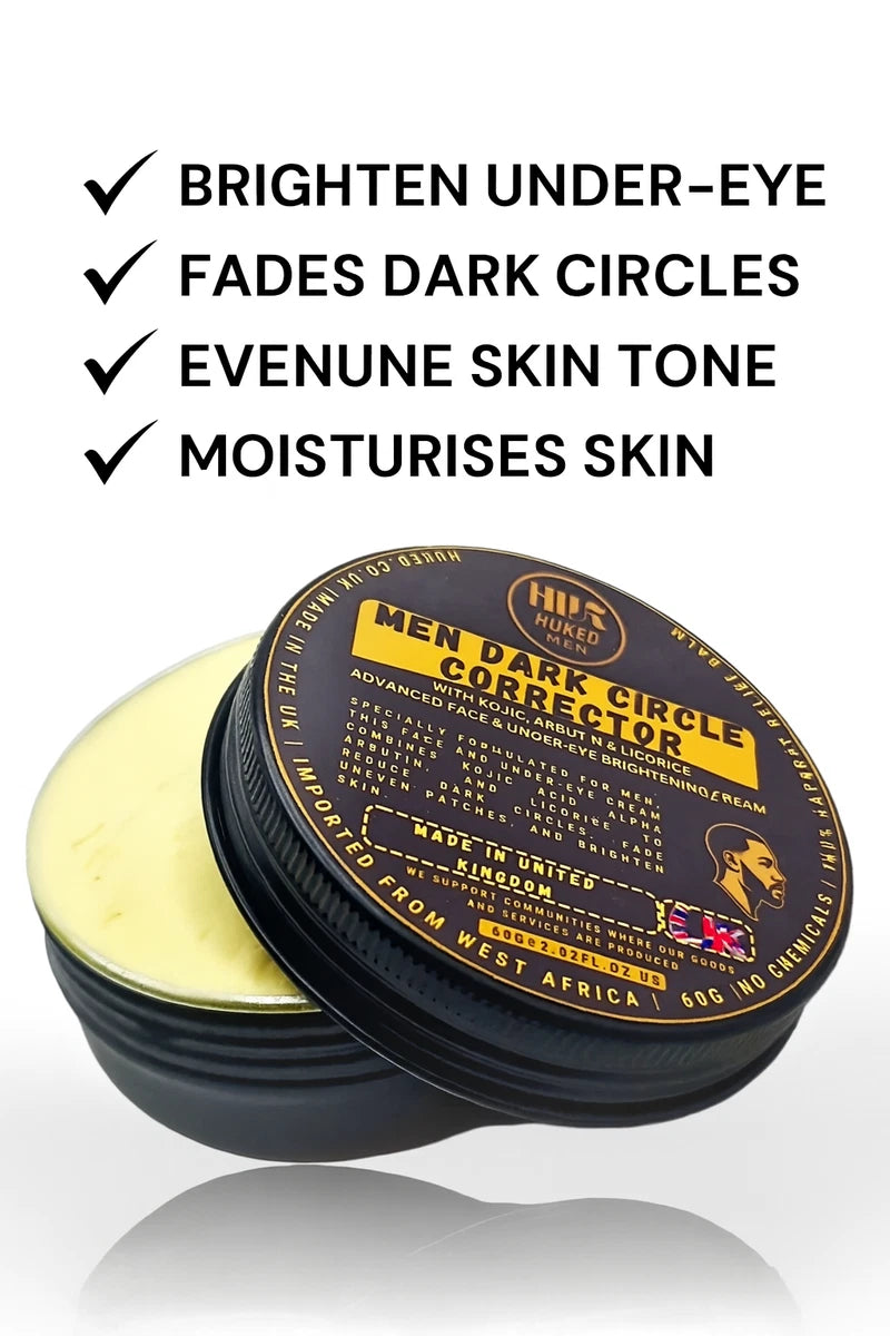 Huked Men Dark Circle Corrector Face Cream – Kojic, Arbutin & Licorice 60g (UK)