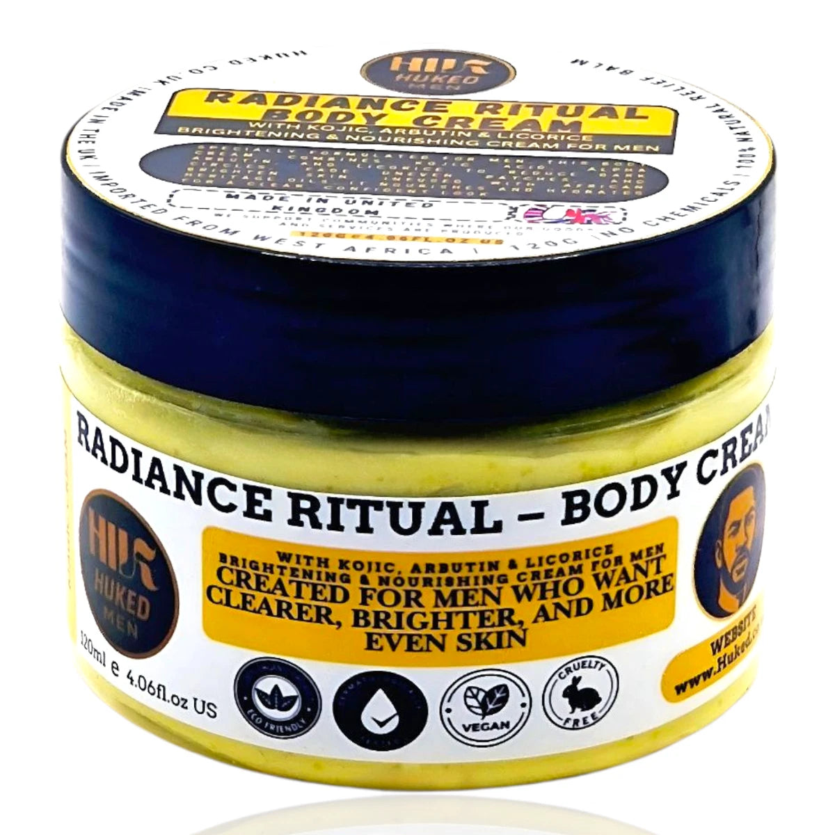 Men’s Brightening Body Cream | 120ml | Shea Butter, Kojic Acid, Arbutin & Licorice Extract | Skin Tone Even & Hydration – UK