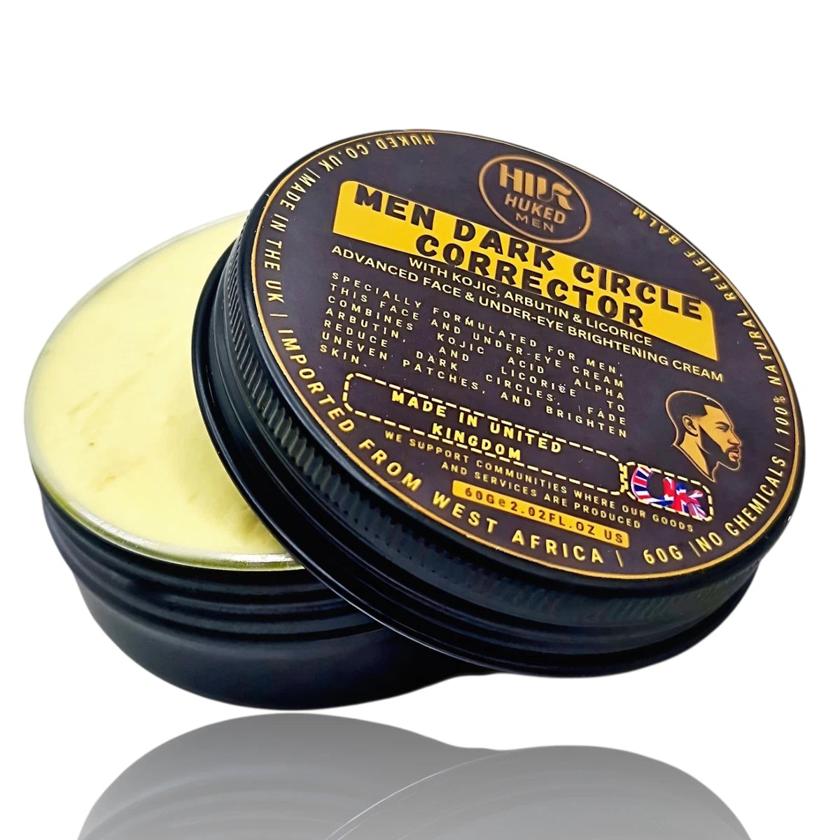 Huked Men Dark Circle Corrector Face Cream – Kojic, Arbutin & Licorice 60g (UK)