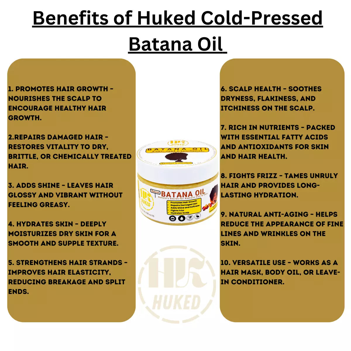 100% Pure Batana Oil Cold-Pressed for Hair Growth, Repair & Nourishments - 120ml