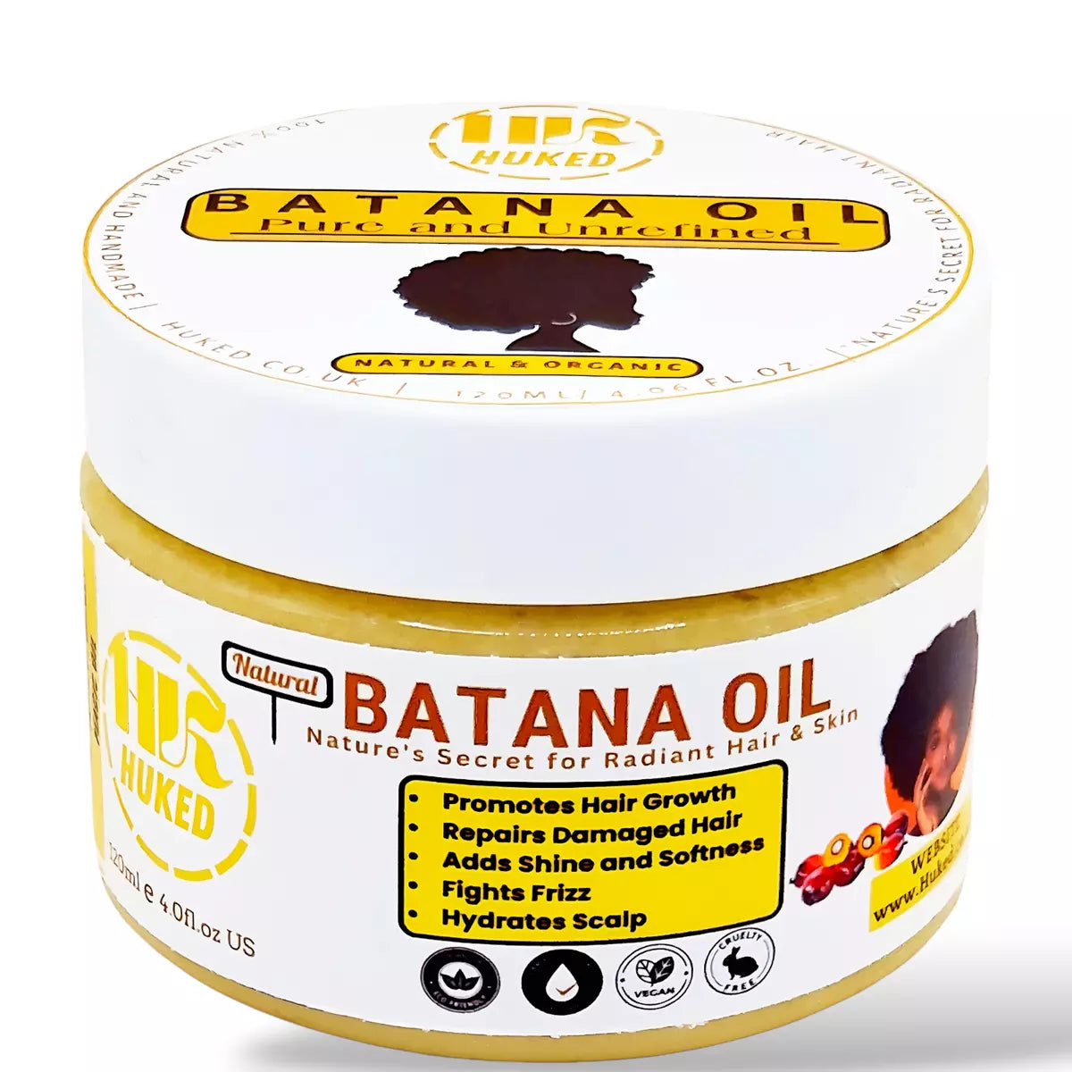 100% Pure Batana Oil Cold-Pressed for Hair Growth, Repair & Nourishments - 120ml