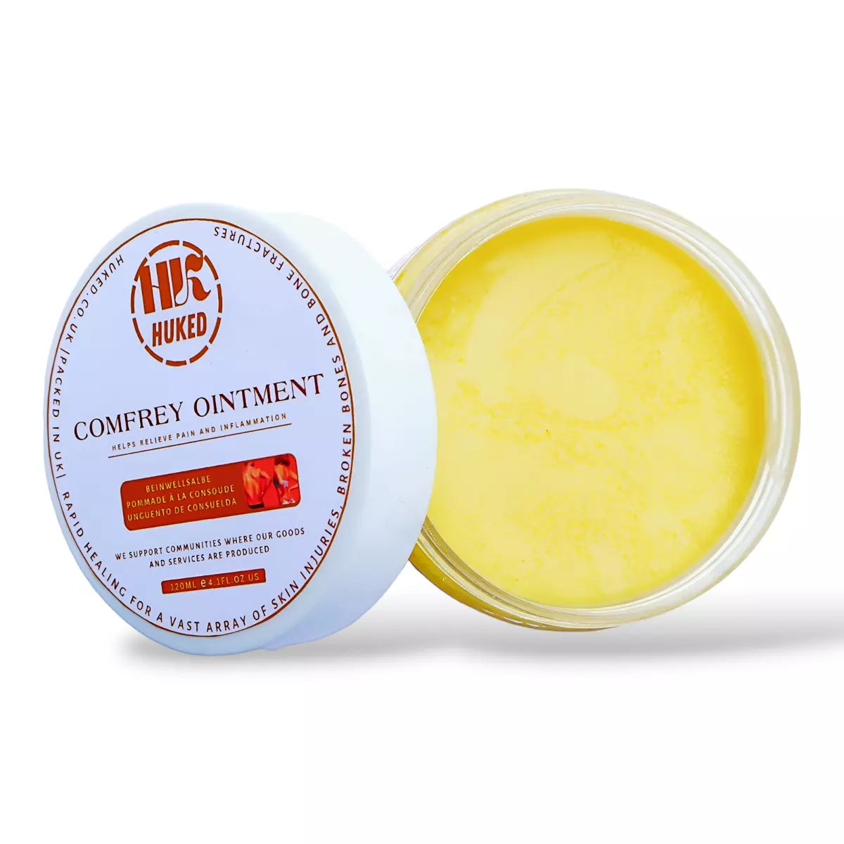 Huked Comfrey Ointment – Natural Relief for Joint Pain, Muscle Aches & Discomfort | Chemical-Free, Vegan Options Available |120ml