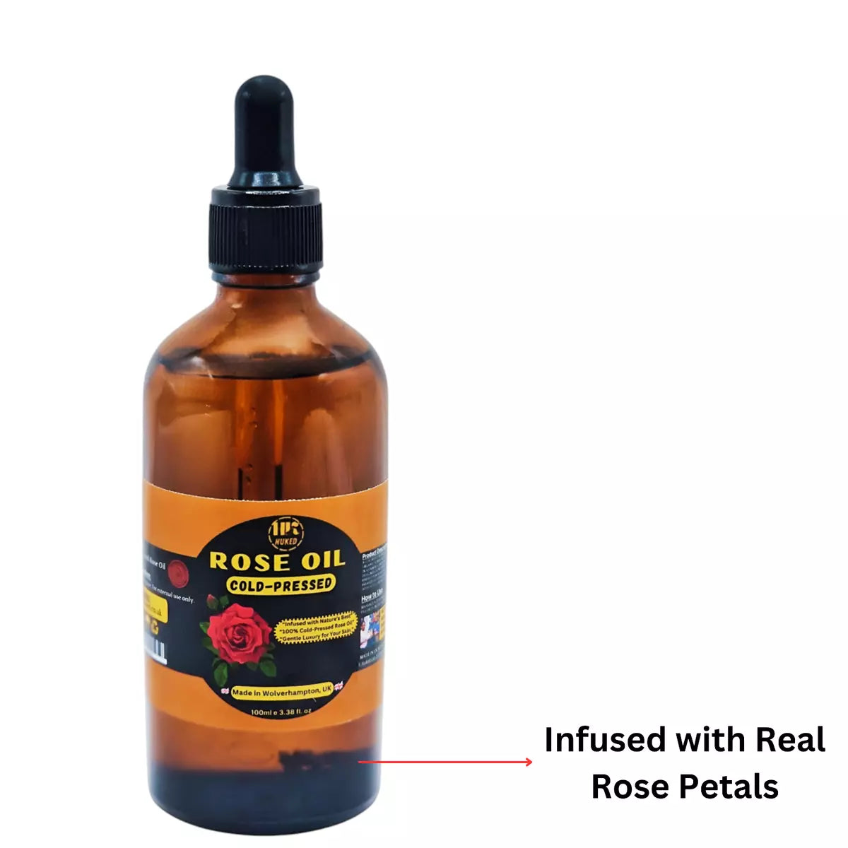 Cold-Pressed Rose Face and Body Oil – 100% Pure & Natural with Rose Petal, 60ml