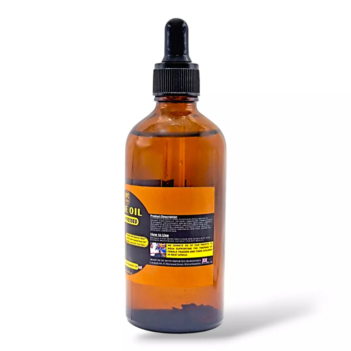 Cold-Pressed Rose Face and Body Oil – 100% Pure & Natural with Rose Petal, 60ml