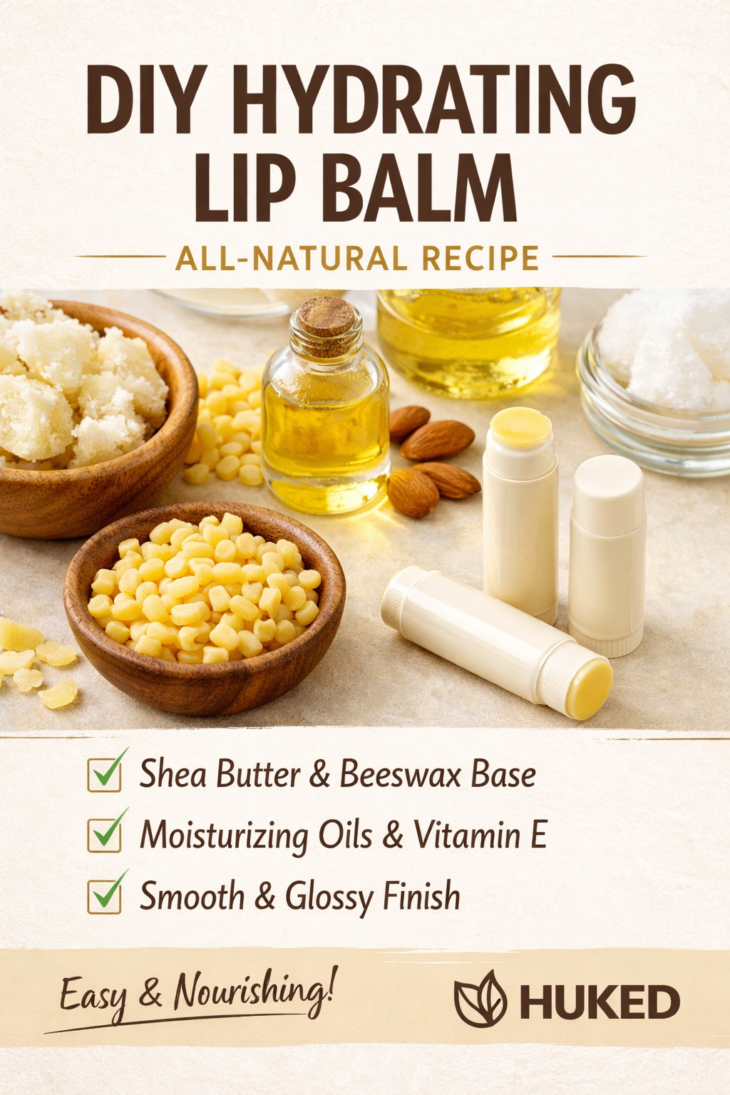 Hydrating Natural Lip Balm Recipe (DIY Shea Butter + Beeswax Formula)