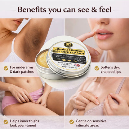 Calendula & Beetroot Dark Patch Balm for Underarms, Inner Thighs & Lips Natural