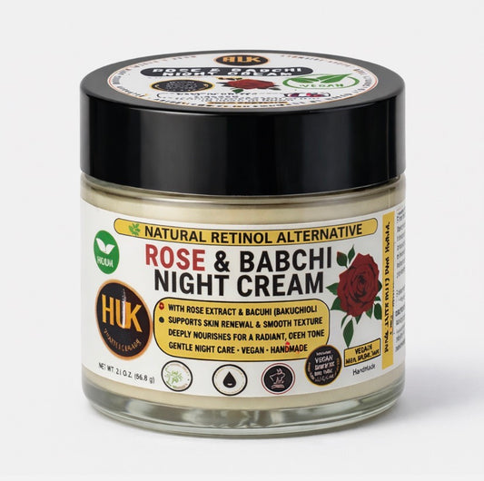 Natural Retinol Alternative Night Cream Bakuchiol Face Moisturiser Anti Age Rose | 60ml
