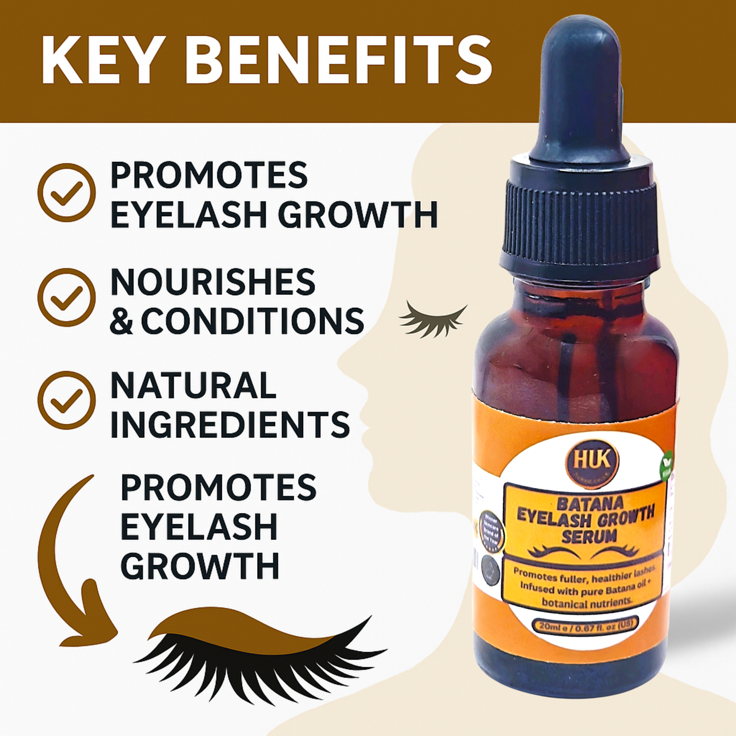 Batana Eyelash Growth Serum – Natural Lash Booster for Longer, Fuller & Thicker Lashes | Made in the UK | 20ml