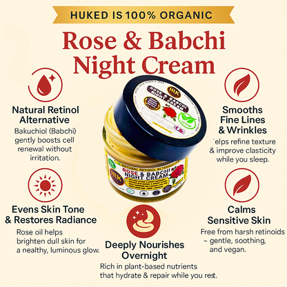 Rose & Babchi Night Cream – Natural Brightening & Hydrating Formula for Glowing Skin | 60ml