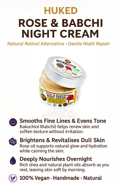 Rose & Babchi Night Cream – Natural Brightening & Hydrating Formula for Glowing Skin | 30ml