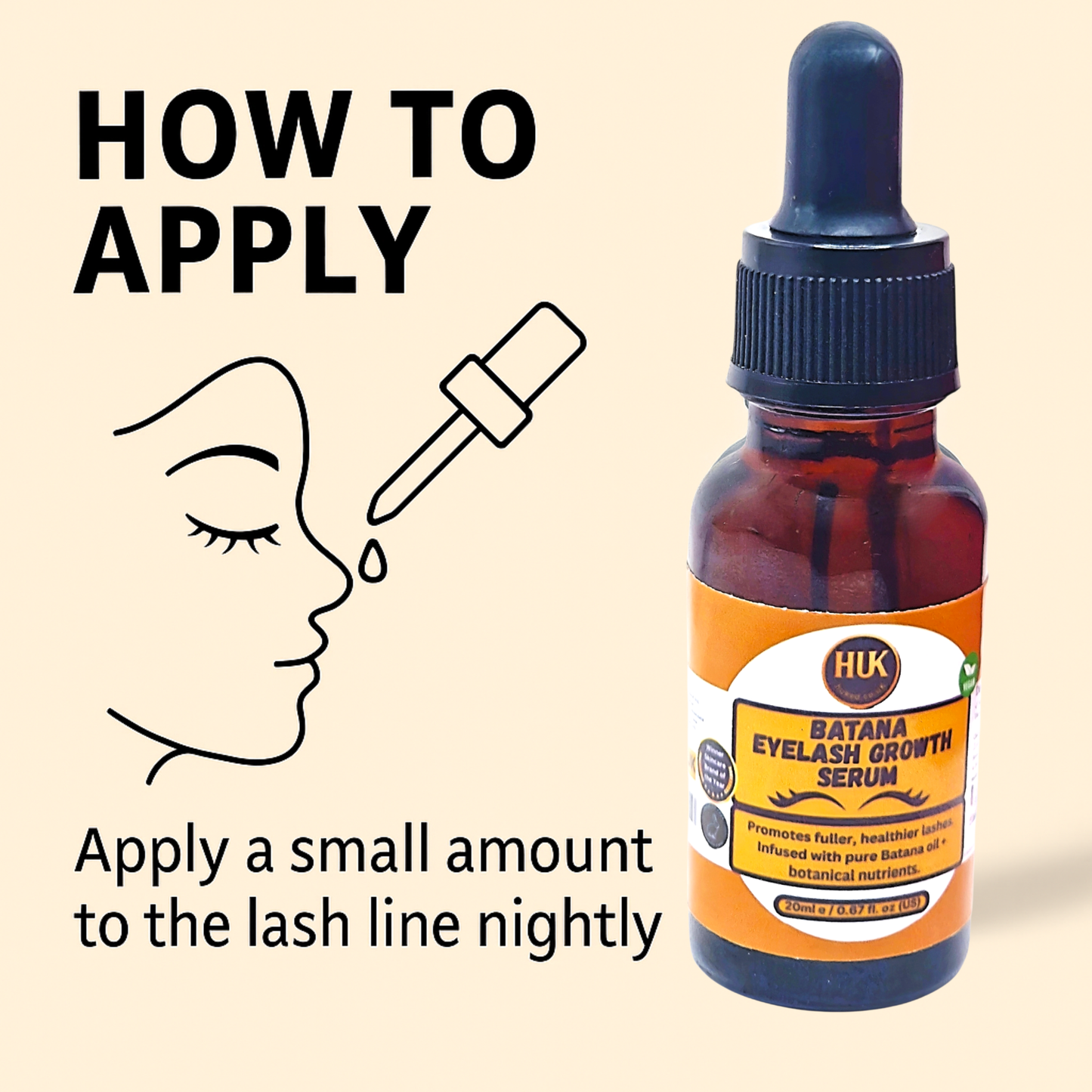 Batana Eyelash Growth Serum – Natural Lash Booster for Longer, Fuller & Thicker Lashes | Made in the UK | 20ml