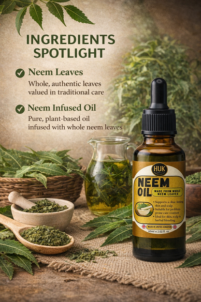 Pure Neem Oil for Skin, Hair & Scalp Care | 100% Natural & Cold-Pressed | 60ml