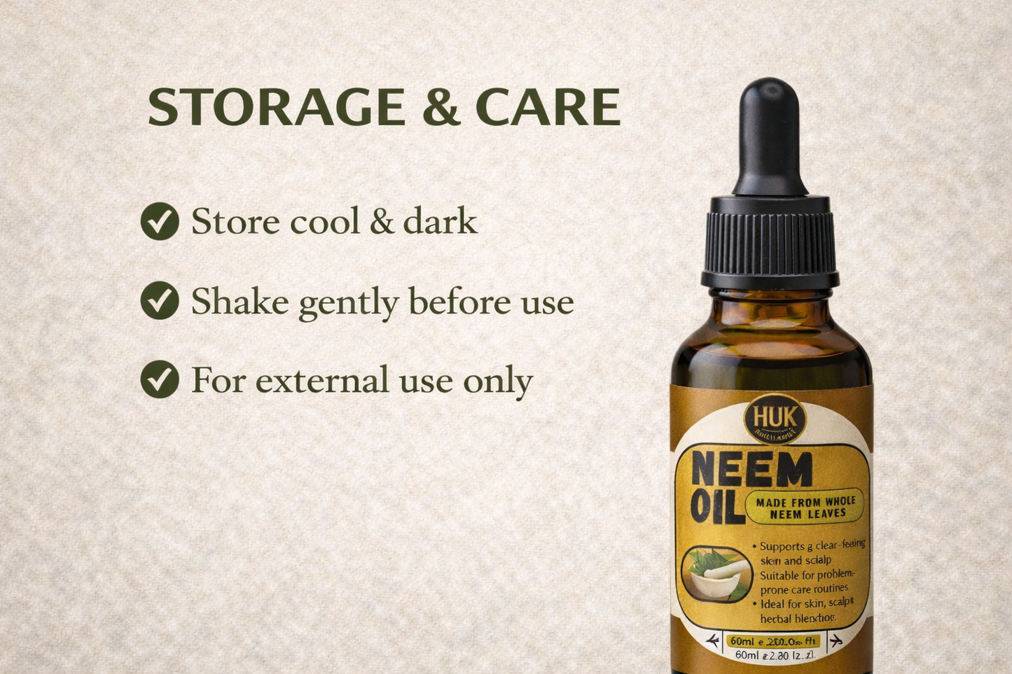 Pure Neem Oil for Skin, Hair & Scalp Care | 100% Natural & Cold-Pressed | 60ml