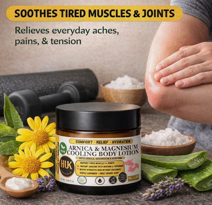 Arnica & Magnesium Cooling Body Lotion Vegan Muscle & Joint Soothing Cream 60ml