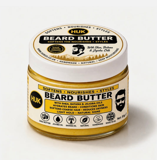 Beard Butter 30g Beard Balm for Dry, Coarse & Itchy Beards Light Hold Handmade