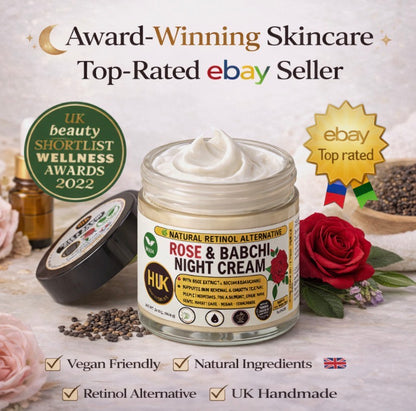 Natural Retinol Alternative Night Cream Bakuchiol Face Moisturiser Anti Age Rose | 60ml