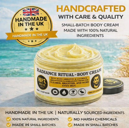 Men’s Body Cream Balm for Dark Spots, Brighter & Uneven Tone | 120ml Handmade UK