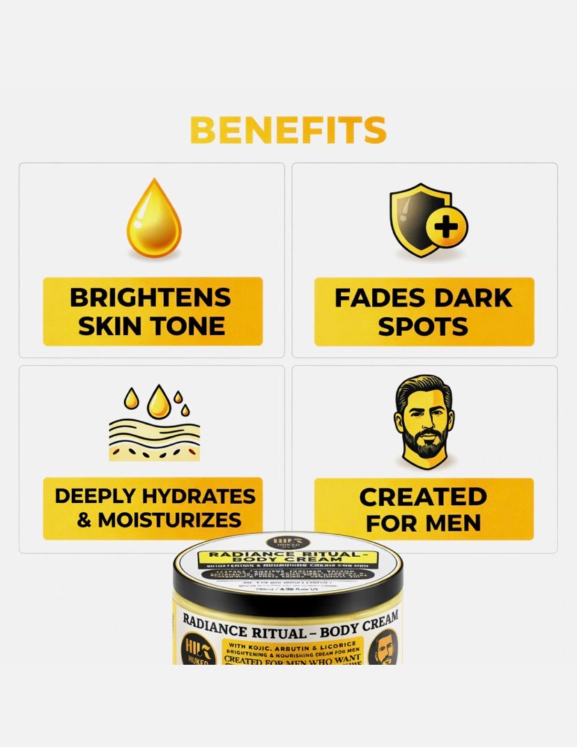 Men’s Body Cream Balm for Dark Spots, Brighter & Uneven Tone | 120ml Handmade UK