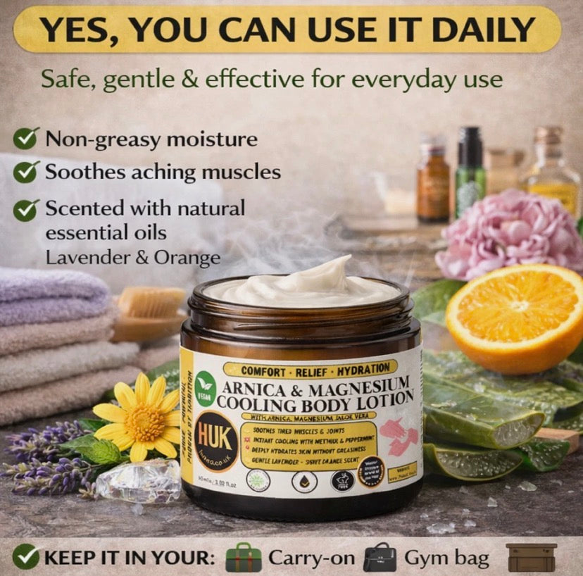 Arnica & Magnesium Cooling Body Lotion Vegan Muscle & Joint Soothing Cream 60ml