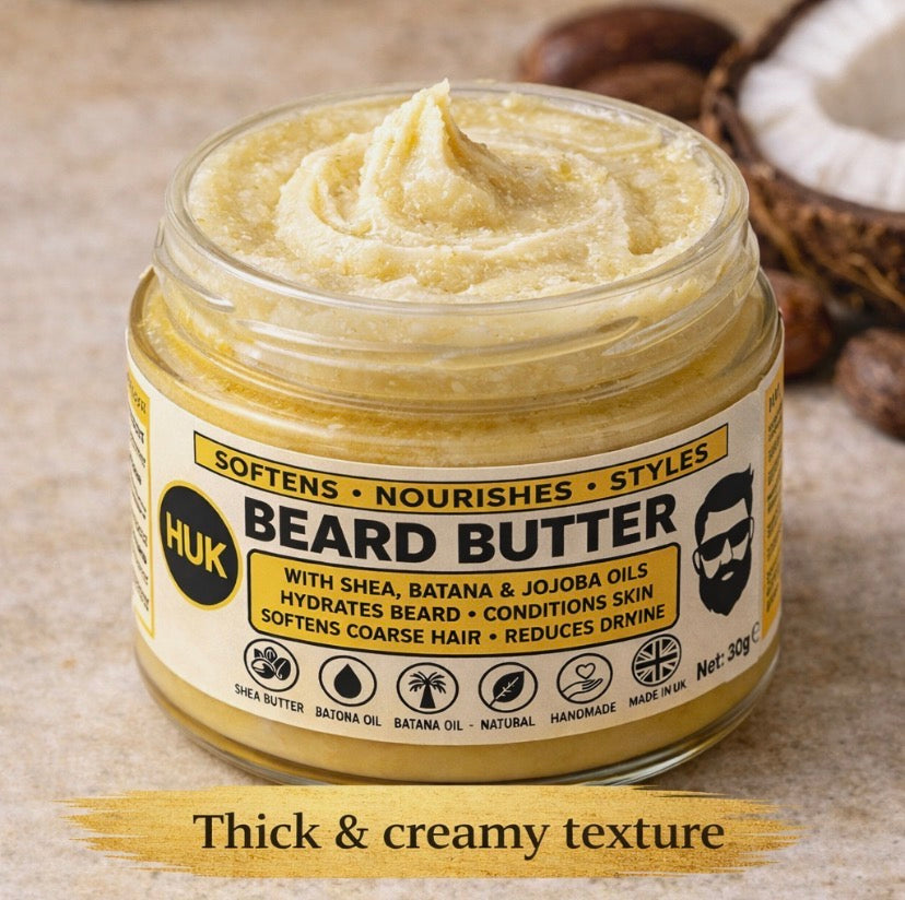 Beard Butter 30g Beard Balm for Dry, Coarse & Itchy Beards Light Hold Handmade