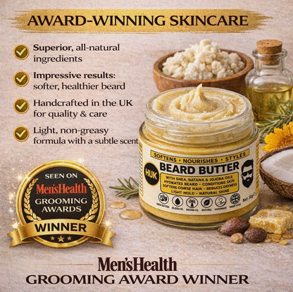 Beard Butter 30g Beard Balm for Dry, Coarse & Itchy Beards Light Hold Handmade