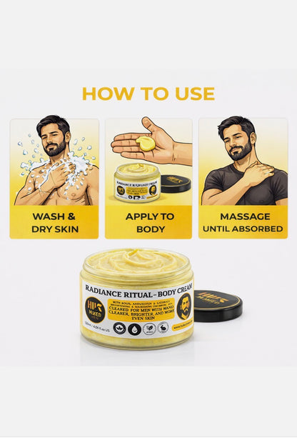 Men’s Body Cream Balm for Dark Spots, Brighter & Uneven Tone | 120ml Handmade UK