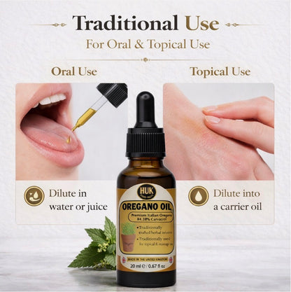 Oil of Oregano 20ml Dropper (Carvacrol) Long-Infused Botanical Topical &Oral Oil