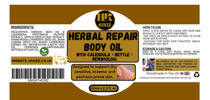 Herbal Repair Body Oil with Calendula, Nettle & Newbouldia – Deep Skin Nourishment & Healing Care | 60ml