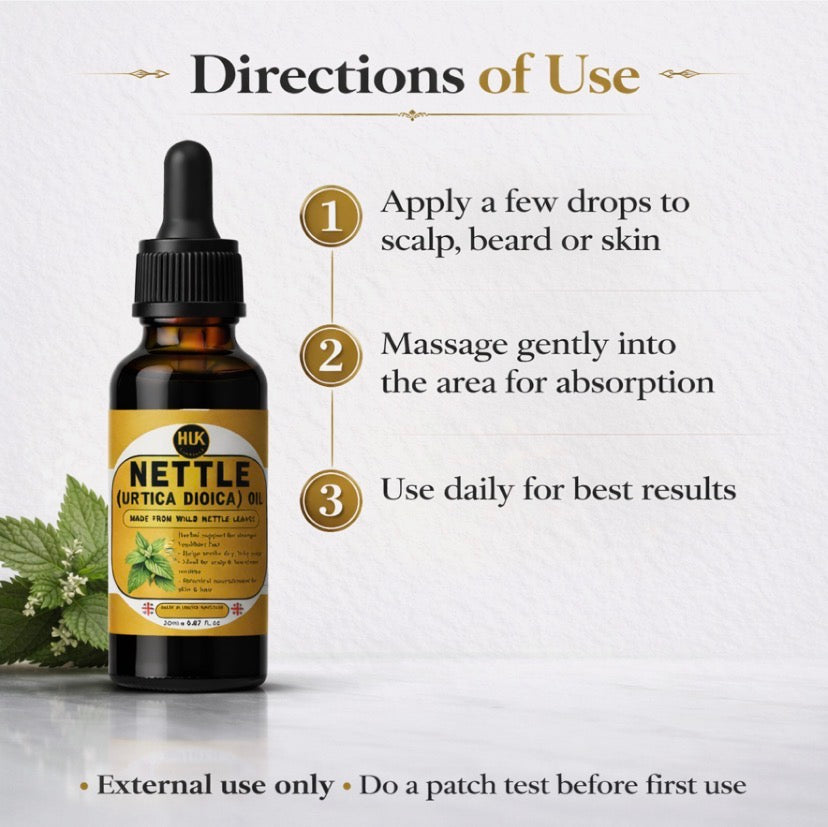 Stinging Nettle Oil 20ml (Urtica Dioica) Hair Scalp & Beard Oil UK 100% Nettle