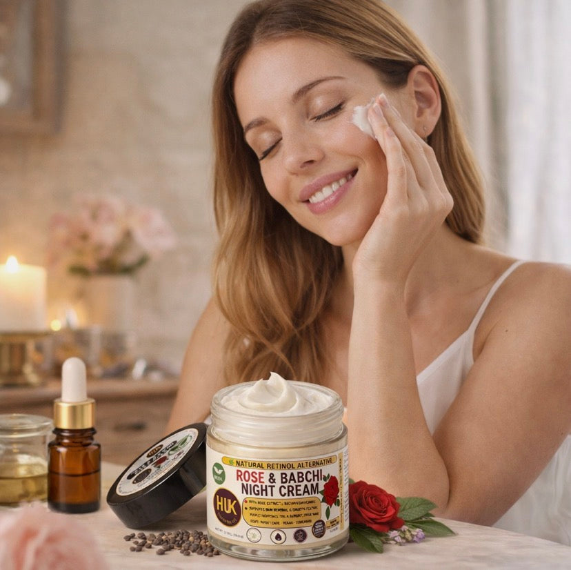 Natural Retinol Alternative Night Cream Bakuchiol Face Moisturiser Anti Age Rose | 60ml