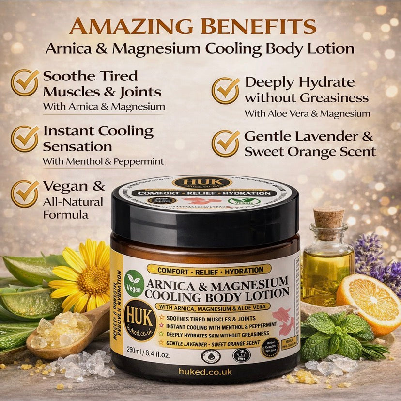 Arnica & Magnesium Cooling Body Lotion Vegan Muscle & Joint Soothing Cream 60ml