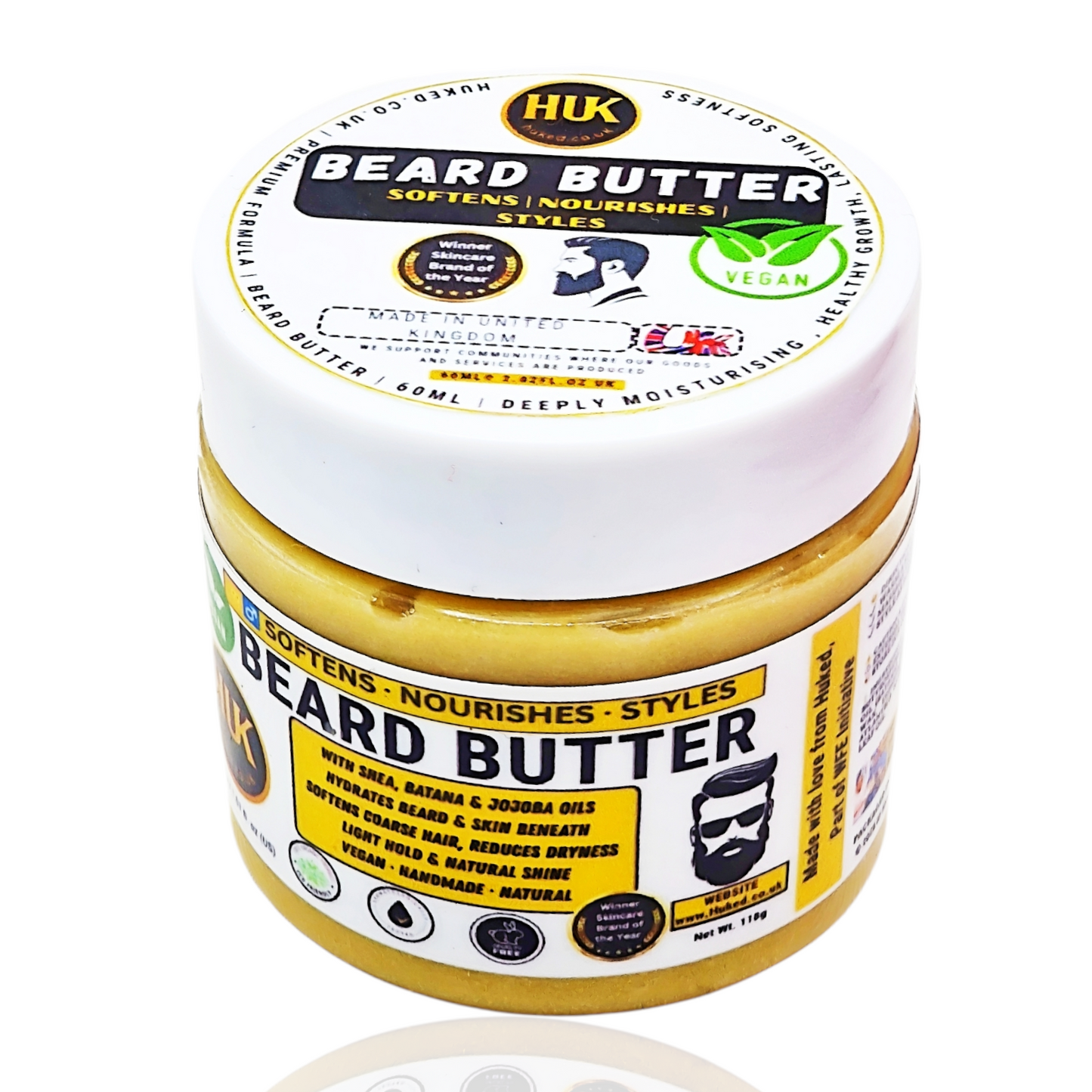 Vegan Beard Butter – Softening, Hydrating & Growth-Boosting Beard Cream | Made in UK | 60ml