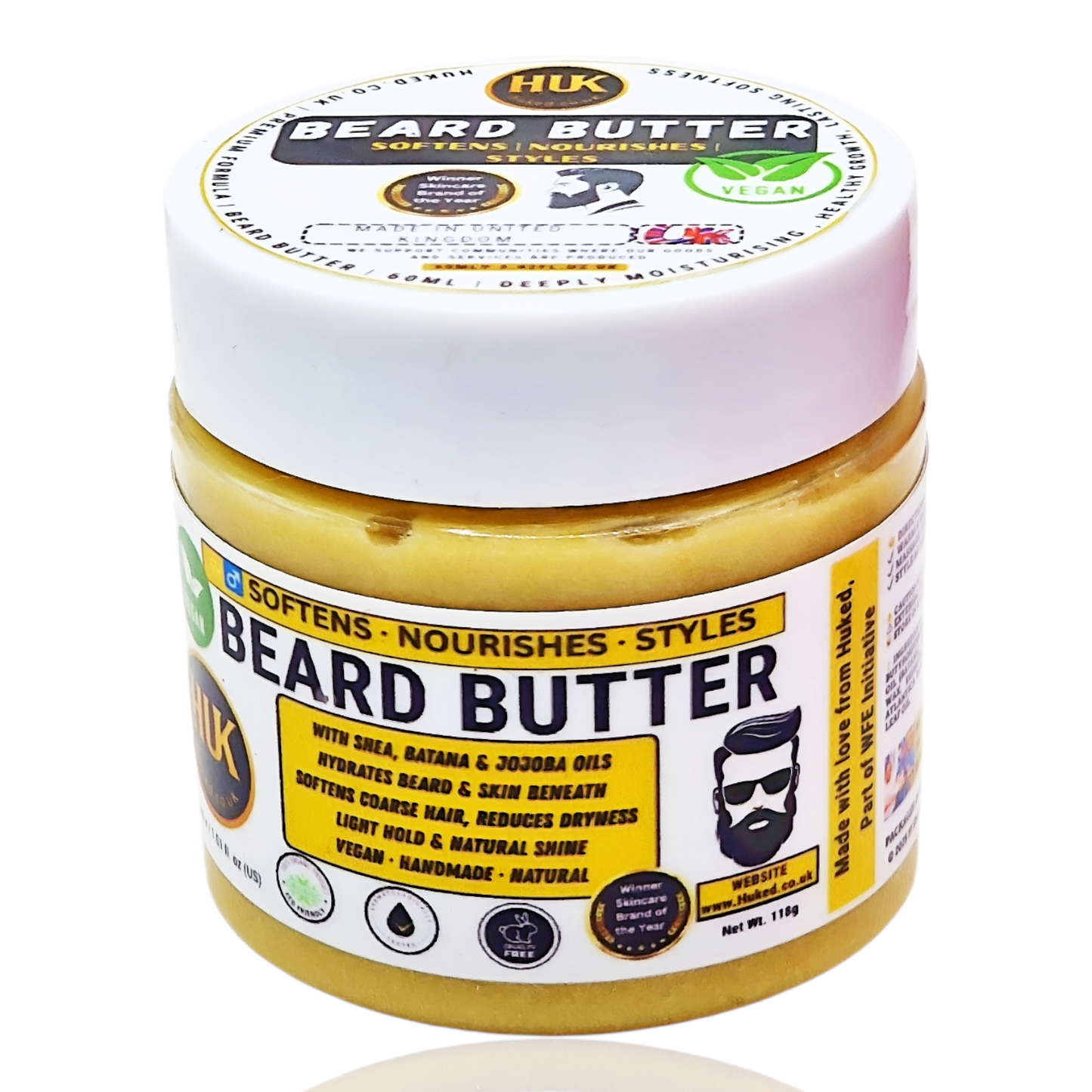 Vegan Beard Butter – Softening, Hydrating & Growth-Boosting Beard Cream | Made in UK | 60ml